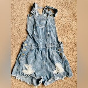 Distressed Denim Women’s Overalls